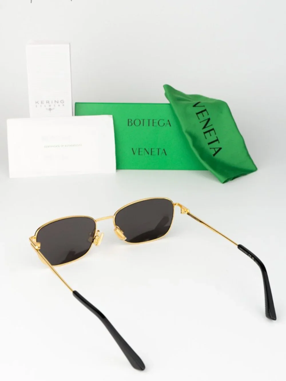 Bottega Veneta Men Sunglasses Gold Grey Rectangle BV1300S 001 NEW AUTHENTIC
